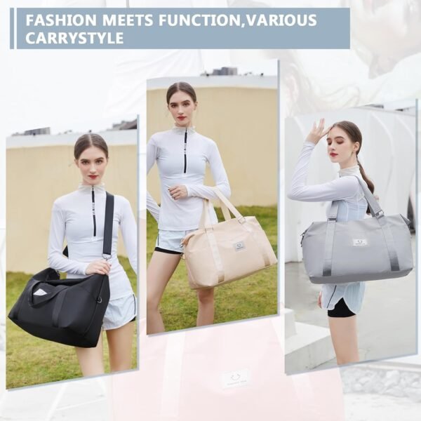 Gym bag for Women, Travel Duffel Bags with Trolley Sleeve, Weekender Overnight Bag, Carry on Tote Bag Dance Bag - Image 7