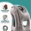 Inflatable Travel Pillow for Airplanes, Trains, Buses, Cars and Office. Stabilizes Posture, Prevents Neck Pain and Provides Relaxing Sleep on The go (Grey). - Image 9
