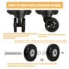50mm x 14mm Luggage Wheels Replacement Kit 8Pcs Rubber Swivel Caster Wheels with 50mm Axles and Repair Kit for Luggage Bags Trolley Case - Image 4