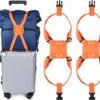 XINRUI 2 Pack Luggage Bungee Straps, Adjustable Suitcase Travel Belts for Luggage Over Handle Portable Straps Add a Bag Elastic Airport Accessories with Buckles for Baggage Handbag(Orange)