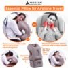 Modern Advantage Inflatable Travel Pillow for Airplanes with Adjustable Extra Bottom, Support Head & Chin to Avoid Neck & Shoulder Pain, for Travelling, Office Napping with Eye Mask & Earplug (Grey) - Image 4