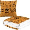 Ancient Egypt Clipart Travel Pillow and Blanket Soft Airplane Blanket Packed in Soft Bag Pillowcase 2-in-1 for Home Camping Or Office