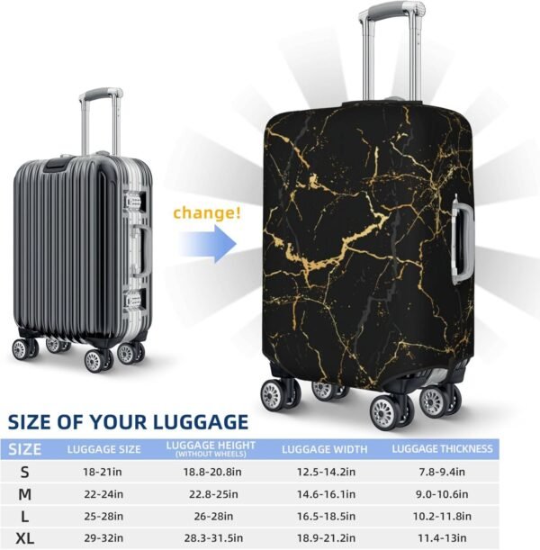 Black Marble Luggage Suitcase Covers Elastic Washable Marbling Texture Luggage Protector Travel Suitcase Protective Cover For Kid And Adult, S (Fit 18-21 Inch Luggage) - Image 2