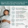 100% Cotton Sleeping Bag Liner Soft, Stretchy, Jersey Cotton, Zipper, Converts to Double Sleeping Bag Liner - Breathable Travel Sheets for Camping, Travel & Guests 82 in x 31.5 in - Image 2