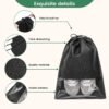Shoe Bags for Travel - 14 Pack Portable Shoe Bag for Packing Shoe Travel Bag for Storage Large Shoe Organizers Storage Pouch with Visible Window & Rope for Men and Women - Black - Image 3