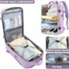 Large Carry On Travel Backpack - Flight Approved Waterproof Luggage Suitcase Backpacks Personal Item Size for Women Fit 17 Inch Laptop College Overnight Bag Anti-Theft Weekender Daypack Light Purple - Image 2