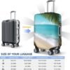 Ocean Sea Beach Palm Leaves Print Luggage Cover Travel Luggage Covers Elastic Washable Suitcase Protector Anti-Scratch Dirt Suitcase Covers Dust-proof Baggage Case Covers Fit 18-32 Inch Luggage - Image 2