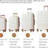 LONG VACATION Luggage Set 4 Piece Luggage ABS hardshell TSA Lock Spinner Wheels Luggage Carry on Suitcase (WHITE-BROWN, 6 piece set) - Image 7