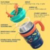 Fimibuke Kids Insulated Tumbler with Handle & Straw - 16oz Leak Proof Toddler Tumbler with Sip/Swig 2-in-1 Lid, BPA FREE 18/8 Stainless Steel Kids Water Bottle Drinking Cups Travel Mugs for Boys Girls - Image 7