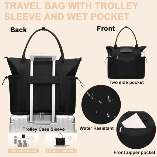 LEDAOU Carry On Tote Bags for Women, Travel Weekender Bag, Overnight Bag Personal Item Airplane, Sports Gym Work Bag - Image 8