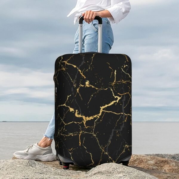 Black Marble Luggage Suitcase Covers Elastic Washable Marbling Texture Luggage Protector Travel Suitcase Protective Cover For Kid And Adult, S (Fit 18-21 Inch Luggage) - Image 7
