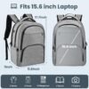17 Inch Travel Laptop Backpack , Business Flight Approved Carry on Backpack,Work Backpack for Men with USB Charger Hole & Luggage Sleeve,Water Resistant College School Bag Bookbag for Men (Grey) - Image 7