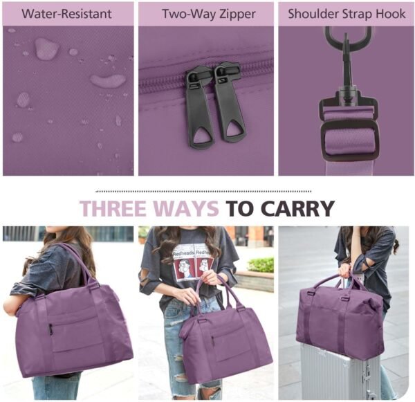 Travel Duffle Bag, Waterproof Weekender Bag Carry On Tote Bags for Women, Travel Essentials Sport Gym Bag for Men, Hospital Bag for Labor and Delivery, Overnight Bag Luggage Bag with Trolley Sleeve - Image 5