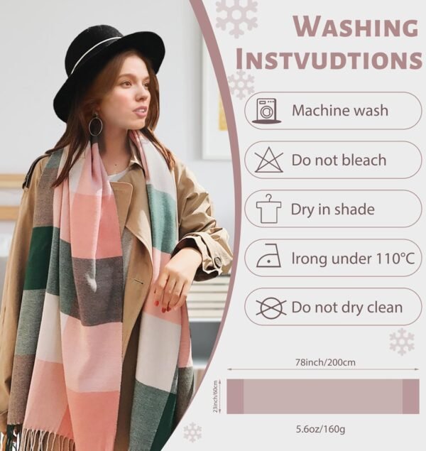 YSense Women's Long Plaid Blanket Scarf Chunky Oversized Winter Fall Warm Scarf Big Tartan Scarves Wrap Shawl Ladies Gifts - Image 2