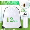 12 Sets 20 oz Sublimation Aluminum Water Bottles and Sublimation Drawstring Bags White Blank Heat Press Sport Bottle with Drawstring Backpack for DIY Craft Travel Camping Hiking Gym Fishing - Image 2