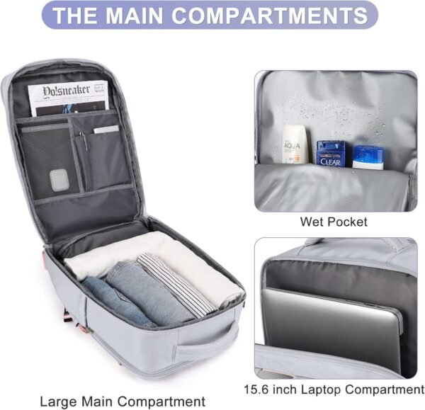 coofay Travel Backpack For Women Airline Approved Carry On Backpack Flight Approved Waterproof Sports Luggage Backpack Casual Daypack Small Hiking Backpack - Image 4