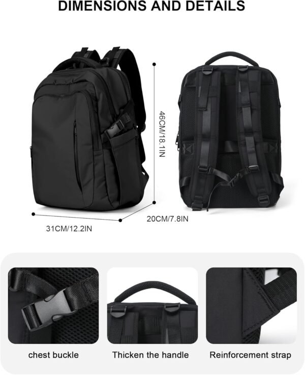 suwasp Large Travel Backpack for Women Men Airline Approved Carry On Personal Item Backpack Bag Frontier Airlines Personal Item Bag Flight Approved Luggage Backpack - Black - Image 5