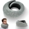 2024 Ergonomic Travel Neck Pillow,Neck Pillow Airplane,Premium Memory Foam,360º Contoured Design,Washable Cover,Neck Pillow for Sleeping, Complete Travel Set,Ideal for Airplane,Car and Office (Grey)