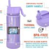 CHILLOUT LIFE 17 oz Kids Insulated Water Bottle with Straw Lid Leakproof and Cute Waterproof Stickers, Personalized Stainless Steel Thermos Flask Metal Water Bottle, Purple Sparkle - Image 3
