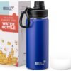 Kids Insulated Water Bottle with Spout Lid-16 oz Stainless Steel Vacuum Wide Mouth Sports Water Bottle for Back to School-Reusable Metal Leak Proof Travel Water Flask, BPA-Free(Navy)