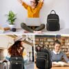 LOVEVOOK Laptop Backpack for Women, 15.6 Inch, Black, Quilted Commuter Backpack with USB Charging Port, Water Resistant, Lightweight Travel Work Backpack - Image 2