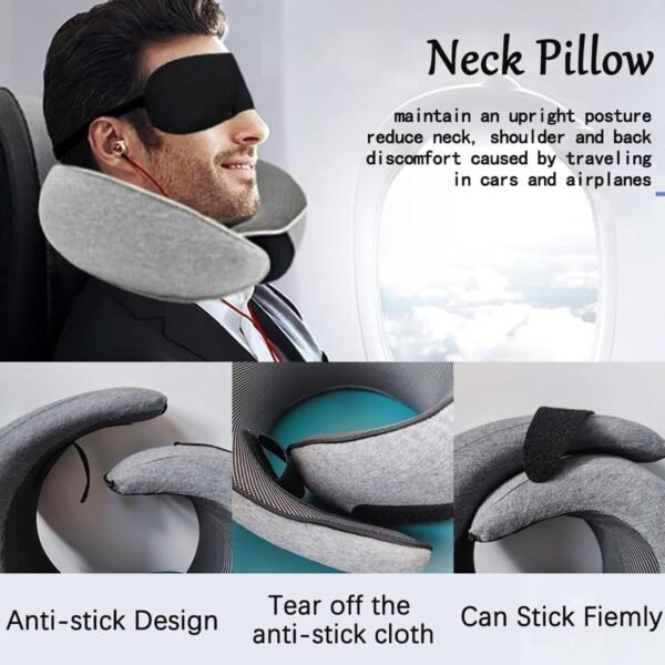 FAGOBYX Travel Pillow,Neck Pillow for Traveling,Airplane Pillow Flight Pillow,360° Travel Neck Pillows for Airplanes,Travel Neck Pillows for Airplanes,Travel Pillow,Neck Pillow (Black) - Image 3