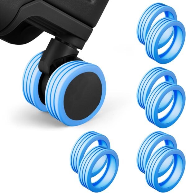 8PCS Suitcase Wheel Covers, Noise Reducing Silicone Luggage Wheel Cover, Shock-Proof Luggage Compartment Wheel Protection Cover, Suitcase Protector Covers with Wear-Resistant (Blue, 8Pcs)