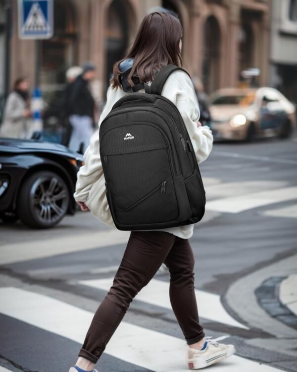 MATEIN Extra Large Business Travel Anti Theft Laptop Backpack, 18 Inch TSA Airline Approved Carryon Backpack for Women Men, Work Bag with USB Port and Luggage Strap, Black - Image 9