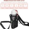 2PCS Water Bottle Carrier Bag - Convenient Holder with Strap and Pocket for Hiking, Walking, and Travel (Black, S) - Image 5