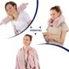 2 in 1 Travel Blanket, Soft Warm Blanket with Cozy Neck Pillow Case, Portable Blanket Set for Airplane, Camping, Car (Dusty Pink) - Image 3