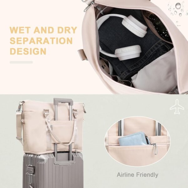 Travel Bag for Women Carry On Bag with Wet Compartment Travel Duffle Bag for Weekender Overnight Travel Essentials - Image 3