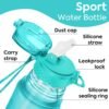 OLDLEY Kids Water Bottle with Straw for School Girls Boys, 15 oz Unbreakable Leak-Proof BPA-Free Motivational Water Bottles with Times to Drink for Travel Sports Gym, 1 Straw Lid, Mint - Image 3