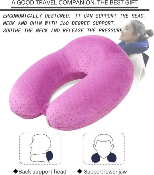 Airplane Pillow Comfortable Neck Pillow for Travel Purple Travel Neck Pillow U Shape Memory Foam Breathable Pillow for Head and Neck Support, Portable Travel Pillow - Image 6