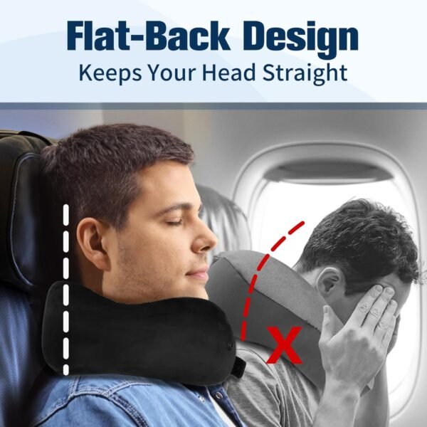 Neck Pillow for Traveling, Travel Pillows for Airplanes,100% Pure Memory Foam Travel Neck Pillow, Adjustable Flight Pillow, Portable Plane Accessories with Eye Mask, Earplugs, Carry Bag - Image 4