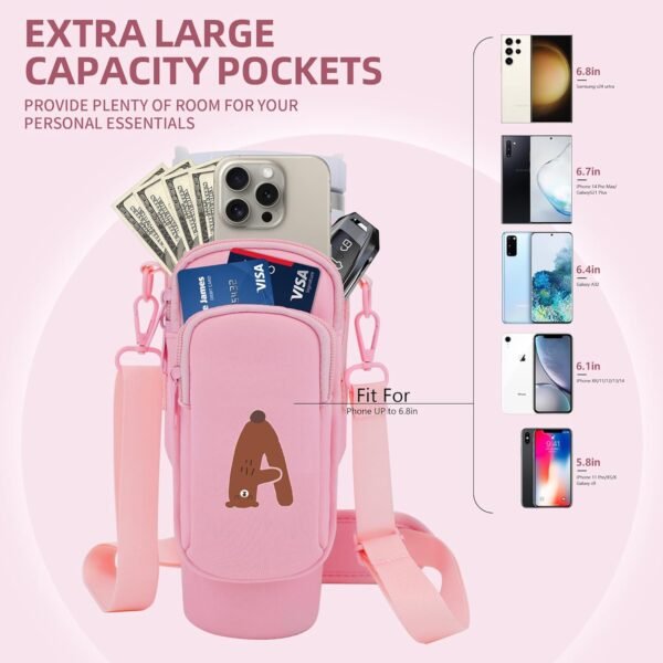 Water Bottle Carrier Bag for Stanley Cup Accessories, for Stanley Tumbler 40 Oz with Handle Holder Bag with Strap Neoprene Bollus with Straw, Straw Cover, Carabiner (Off White) - Image 4