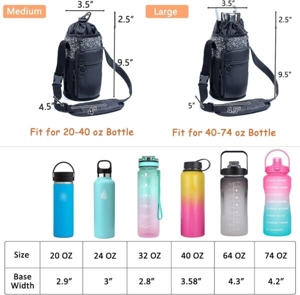 Water Bottle Holder with Strap, Water Bottle Carrier Bag - Image 2