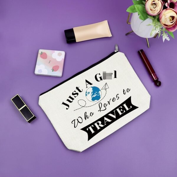 Sazuwu Travelers Gifts for Women Makeup Bag World Adventure International Traveler Gifts Travel Lovers Gift Ideas Cosmetic Bag Gifts for Travel Buddies Beach Girls Trip Travel Gifts - Image 7