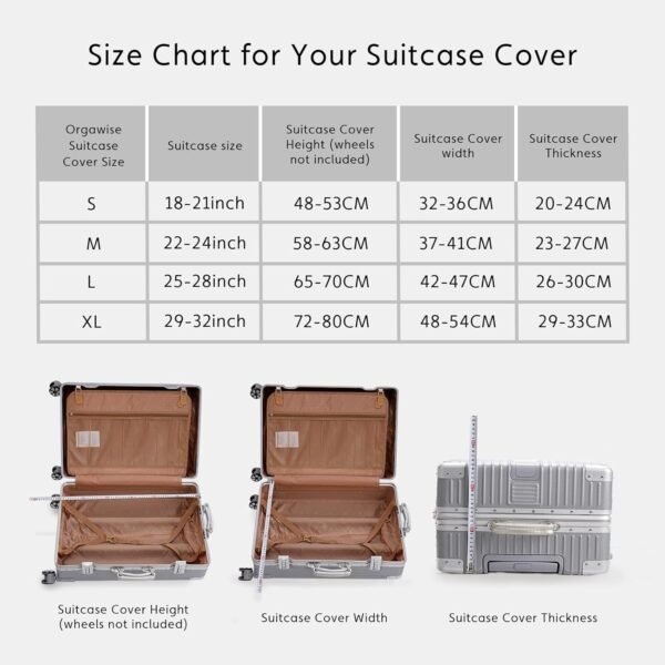 OrgaWise Luggage Covers for Suitcase - Fashionable Protector, Elastic Washable & Stretchable Suitcase covers for luggage, Anti-scratch - Fits 18-32 Inch Luggage（Travel S） - Image 3