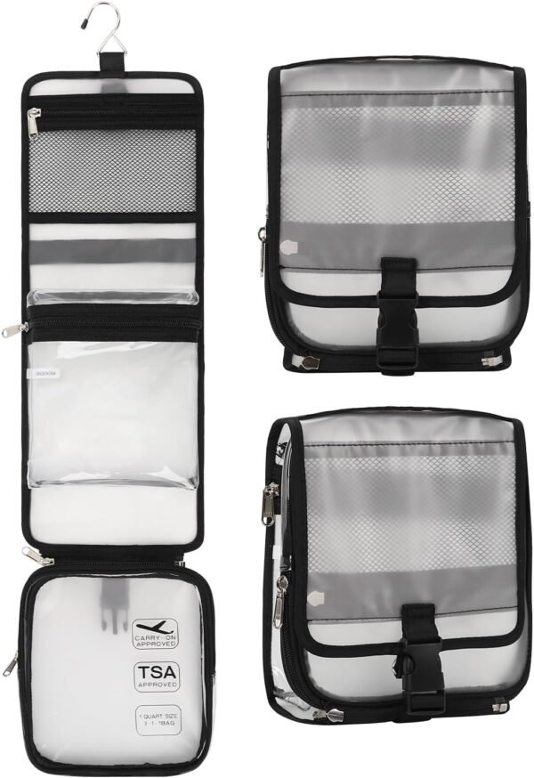Travel Toiletry Bag Hanging Makeup Bag Organizer TSA Approved Translucent Detachable Cosmetic Case for Men Women travel essentials 3-1-1 Waterproof Travel Bag for Toiletries