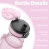 OLDLEY 25 oz Water Bottle, Motivational Water Bottle with Time Marker, Sports Water Bottle With Strap, Leakproof & BPA Free Large Water Bottles for School, Gym, Travel, Outdoor, Tritan,Pink - Image 2