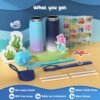 Kids Water Bottle, 2-Pack 16oz Kids Water Bottle with Stickers for School, insulated Stainless Steel Straw Cup(Gray+Blue) - Image 2