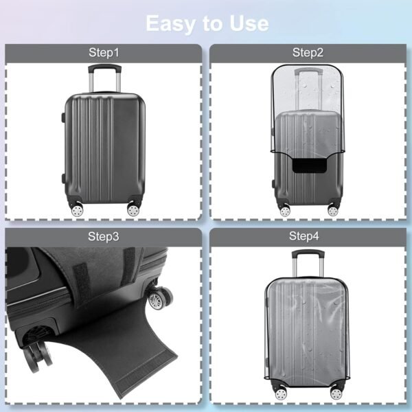 Luggage Cover 3 Pieces Clear PVC Suitcase Covers Protector for Tsa Approved Suitcase Cover Set for 20 24 28 inch Luggage. - Image 7