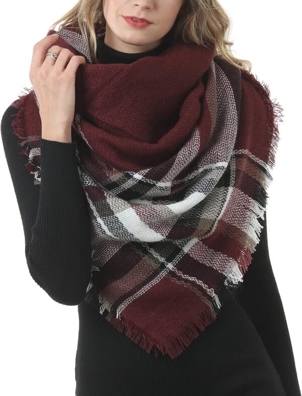 Women's Plaid Blanket Winter Scarf, Warm Cozy Tartan Wrap Oversized Shawl Winter Scarves for Women