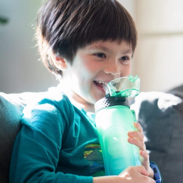 24 OZ Motivational Kids Water Bottle With Time Marker,Straw Lid,Leak Proof, Tritan BPA Free Sports Water Bottle Green-Blue(1 Lid) - Image 6