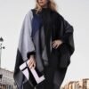 Women's Shawl Wraps Open Front Travel Poncho Cape Warm Oversized Plaid Sweaters Casual Cardigan Shawls for Fall Winter - Image 4