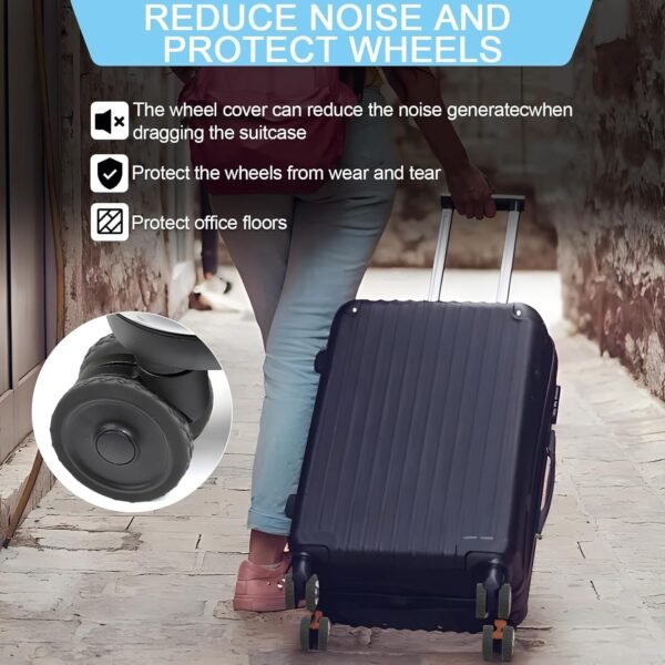 Luggage Wheel Covers, 8 PCS New Styles Suitcase Wheel Protector Covers, Silicone Suitcase Wheel Protector Covers,Silent Shock-Proof Carry on Luggage Wheels Cover (Blue) - Image 4