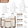 Kono Luggage Expandable 28 Inch Large Checked Luggage, ABS+PC Hardside Trolley Travel Case Hard Shell Suitcase with TSA Lock, Cream Brown - Image 6