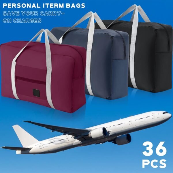 Sweetude 36 Pcs Foldable Travel Duffel Bag Bulk Carry Luggage Bag with Trolley Sleeve, Waterproof Bag Lightweight Weekender Bag for Homeless Donations Sport, Gym, Vacation - Image 3