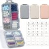 3 Pack, 14 GRIDS Travel Pill Organizer Box with Labels - Travel Medicine Case Kit - Pocket Daily Pharmacy Container - Travel Medication Holder Dispenser for Fish Oil Vitamin Supplement Storage