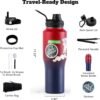 Insulated Tumbler Water Bottle 32 oz for Car Cupholder with Carrier Bag & Stickers Pack, 100% Leak-Proof Spout Lid & Flip Straw Lid, Tumbler for Travel, Sport Vacuum Stainless Steel Water Bottle - Image 4